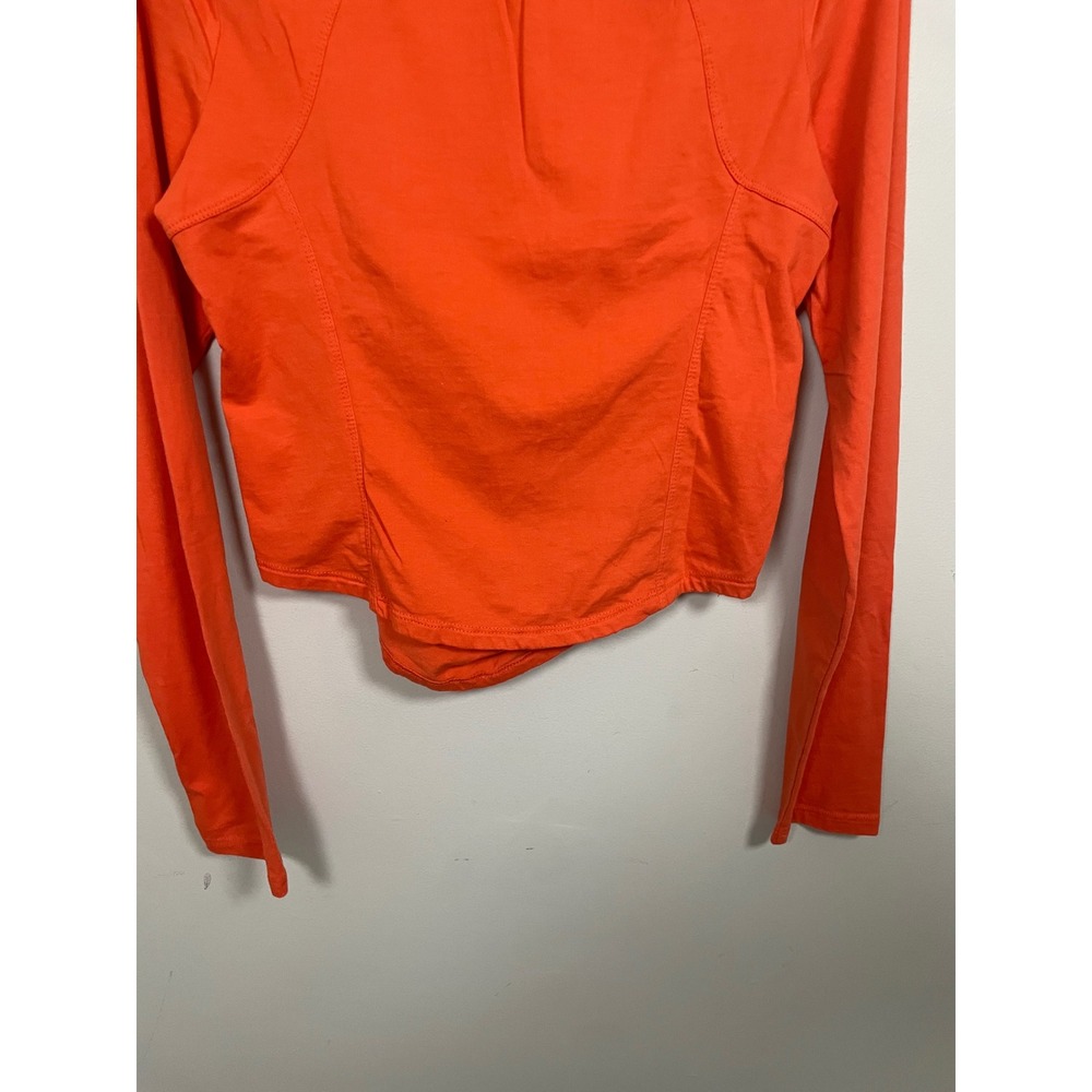 Anthropologie Daily Practice Orange Ruched Cropped Long Sleeve Size Medium - Picture 6 of 9